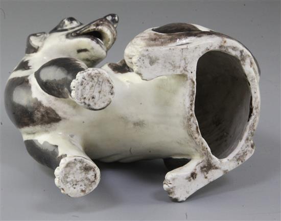 A Chinese export model of a seated hound, first half 18th century, height 19.5cm